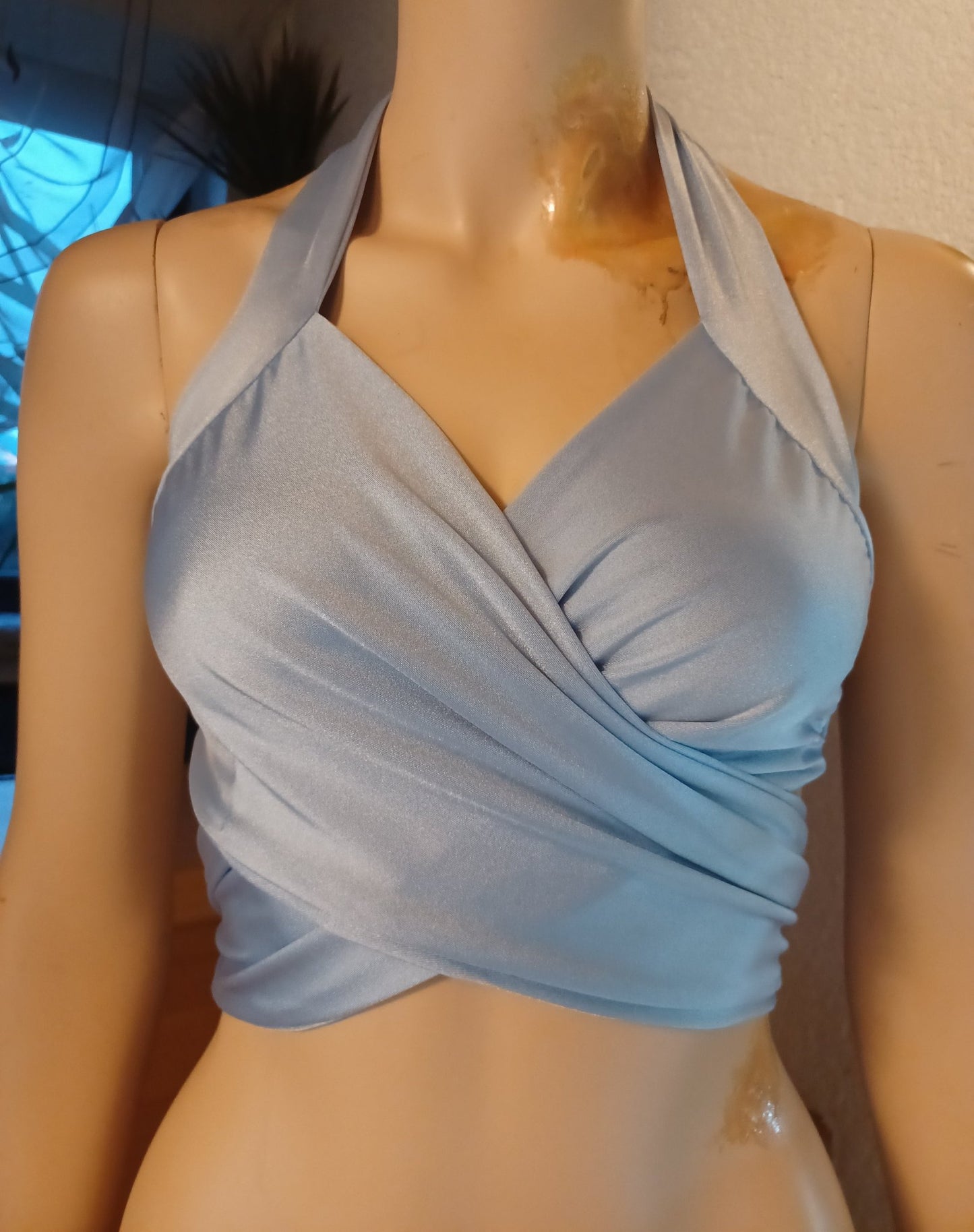 Bandage Wickel - Top Bikini Oberteil Hellblau bauchfrei Tanzsport - Lycra - SEXSENSE