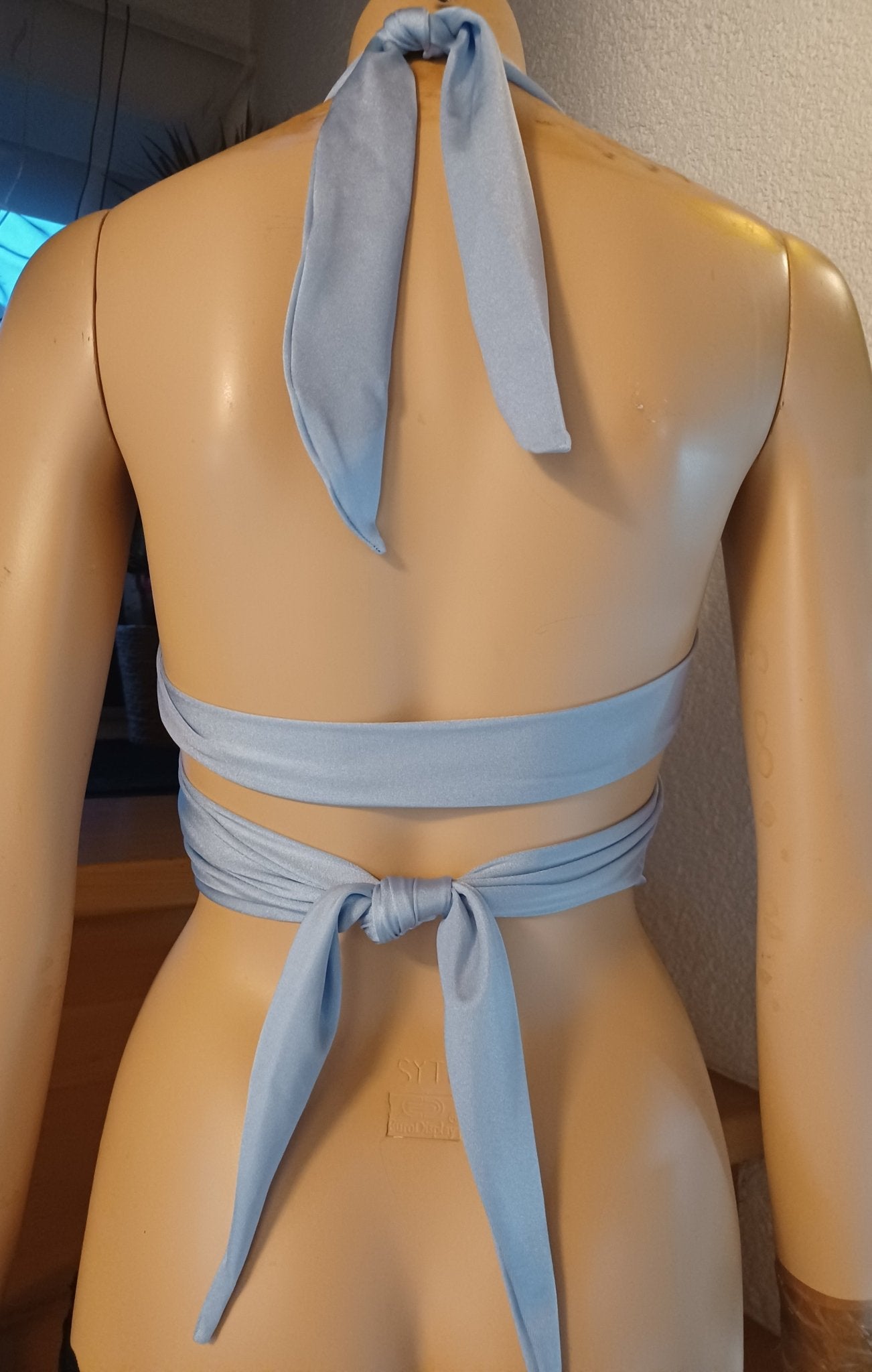 Bandage Wickel - Top Bikini Oberteil Hellblau bauchfrei Tanzsport - Lycra - SEXSENSE