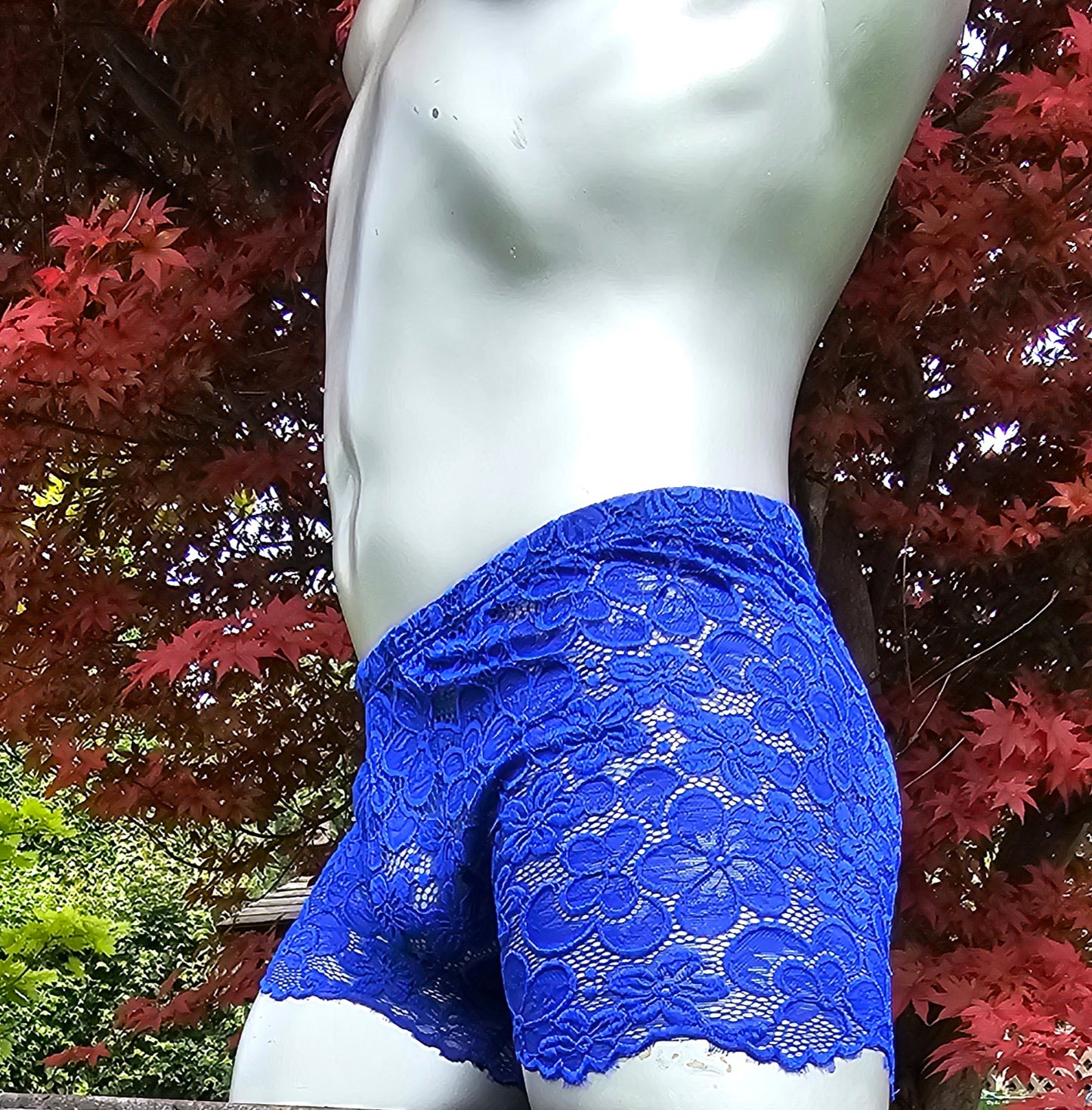 Boxershorts Spitze royalblau elastisch transparent enganliegend sexy - SEXSENSE