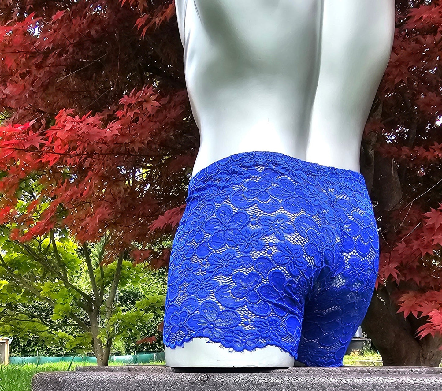 Boxershorts Spitze royalblau elastisch transparent enganliegend sexy - SEXSENSE