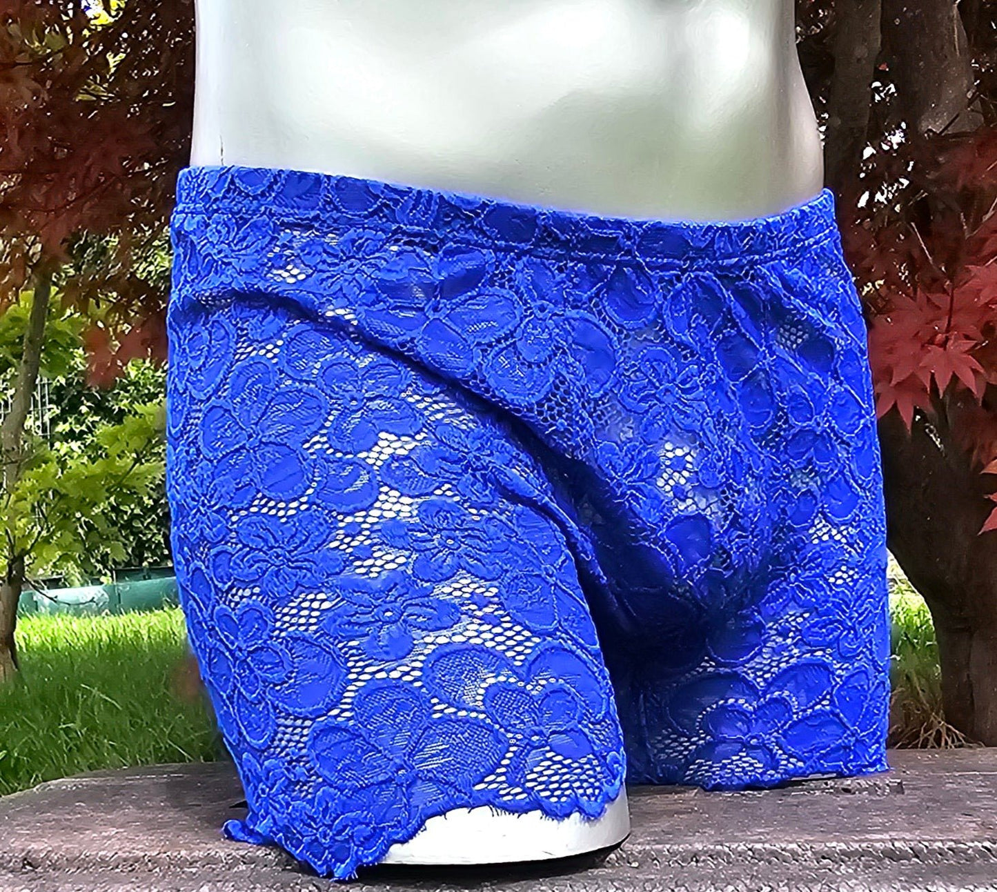 Boxershorts Spitze royalblau elastisch transparent enganliegend sexy - SEXSENSE
