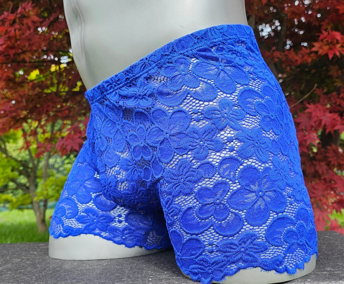 Boxershorts Spitze royalblau elastisch transparent enganliegend sexy - SEXSENSE