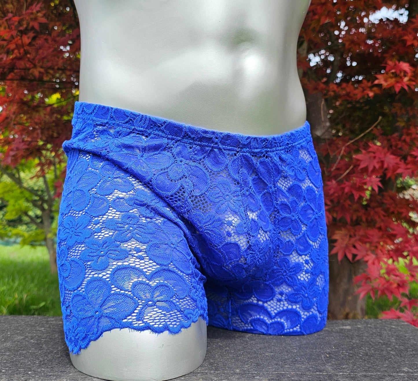 Boxershorts Spitze royalblau elastisch transparent enganliegend sexy - SEXSENSE