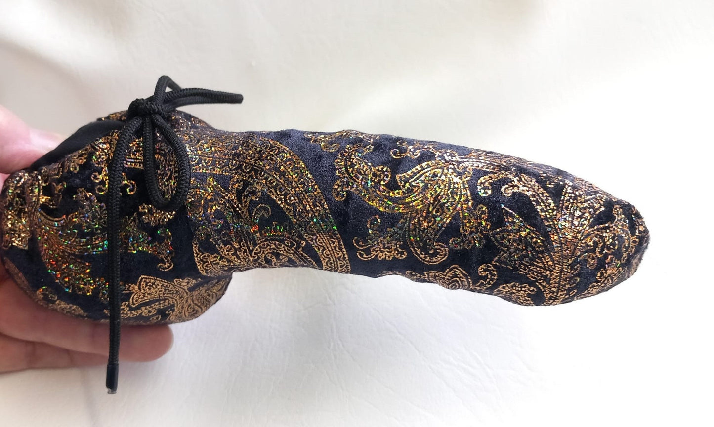 Penissocke Lümmeltüte Juwelensäckchen Lycra Samt Sleeve mit Gold Hologramm Muster - SEXSENSE