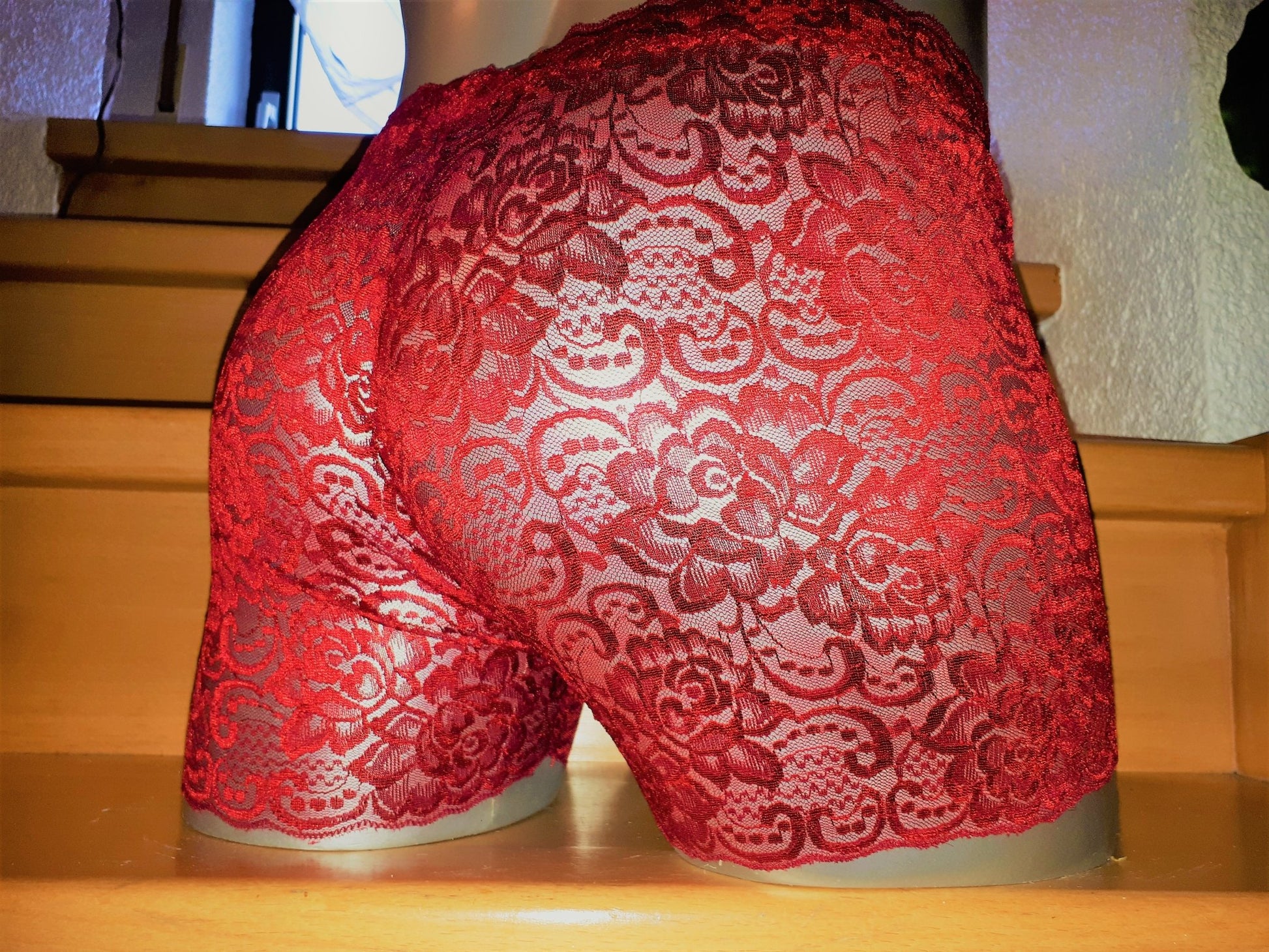 Boxershorts elastische hellrot Spitze transparent feminin - SEXSENSE