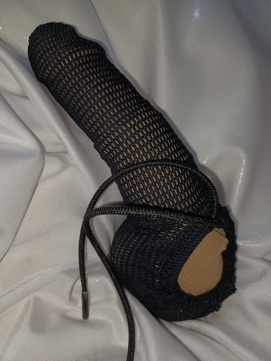 Penissocke schwarz Mesh Lümmeltüte Juwelensäckchen Hodensack Willi Wärmer One - Sleeve - SEXSENSE