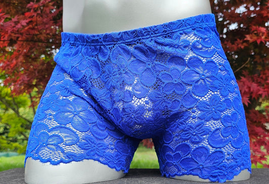 Boxershorts Spitze royalblau elastisch transparent enganliegend sexy - SEXSENSE