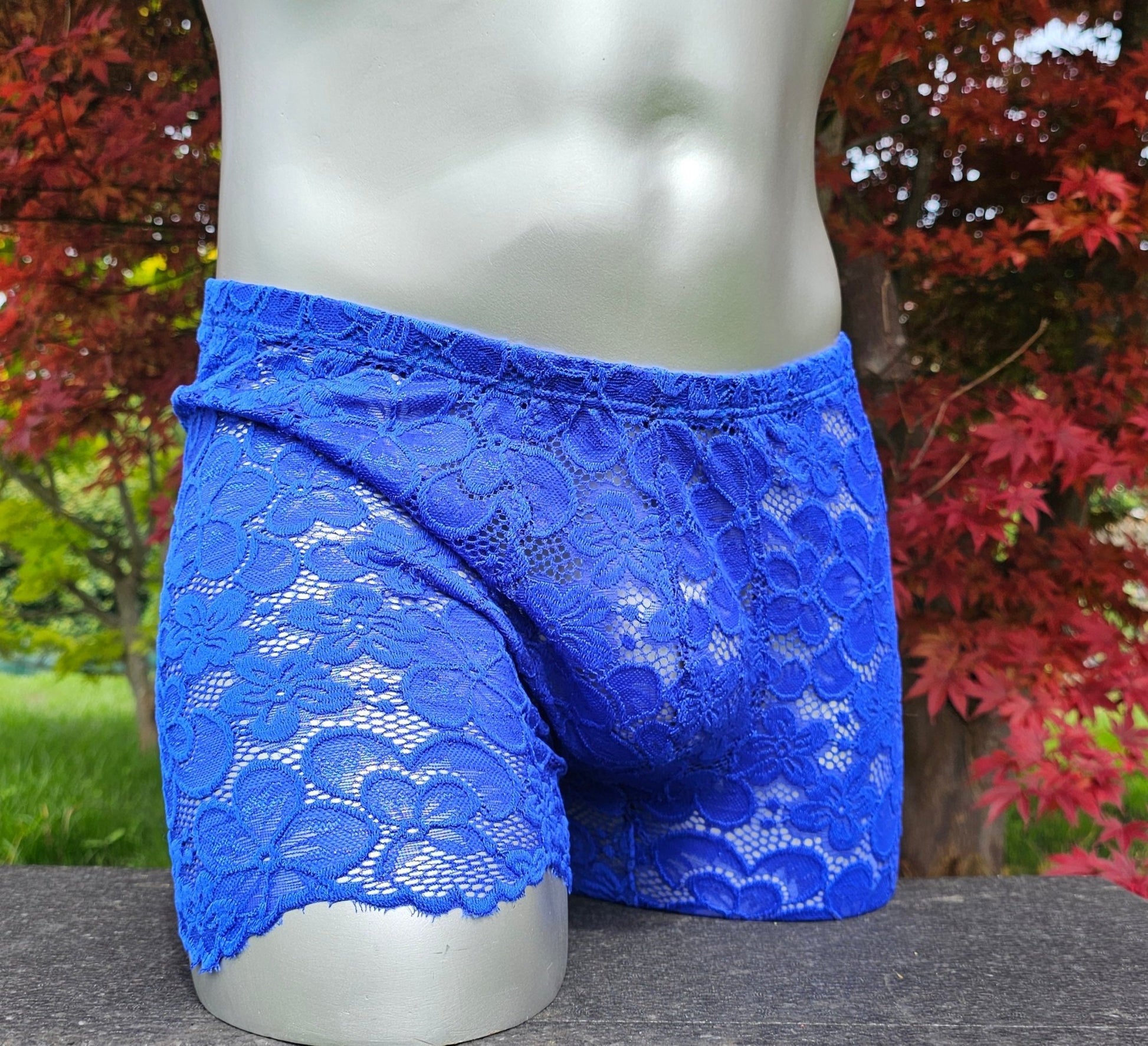 Boxershorts Spitze royalblau elastisch transparent enganliegend sexy - SEXSENSE