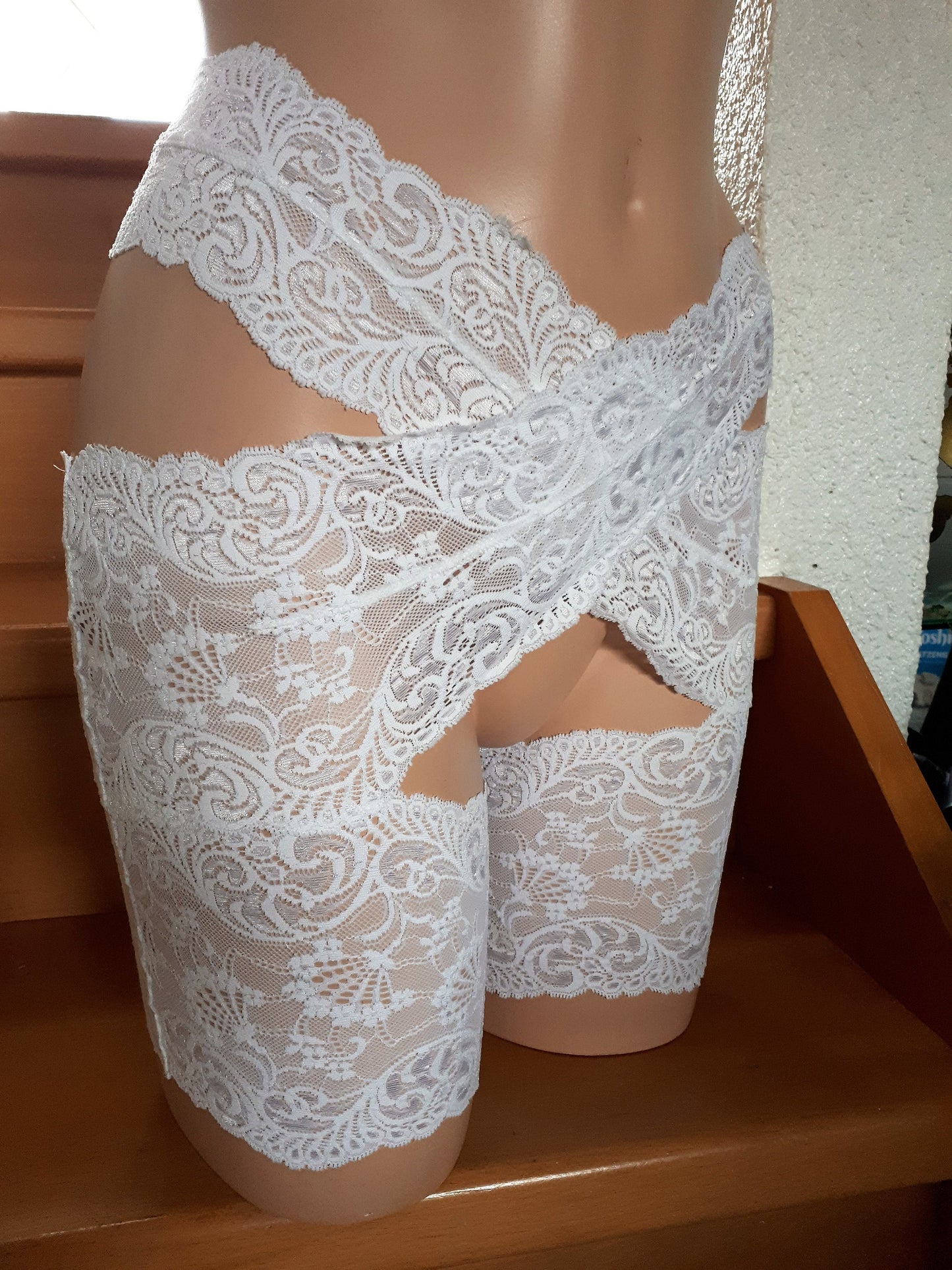 Oberschenkelschoner Strumpfband Stay Hip elastische Spitze weiß Damen Lingerie Dessous Unterwäsche Hochzeit