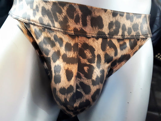 Thong fetisch ouvert Silikon Cockring Clubwear Leoprint Unikat Gr.M Suspensorium Push Up