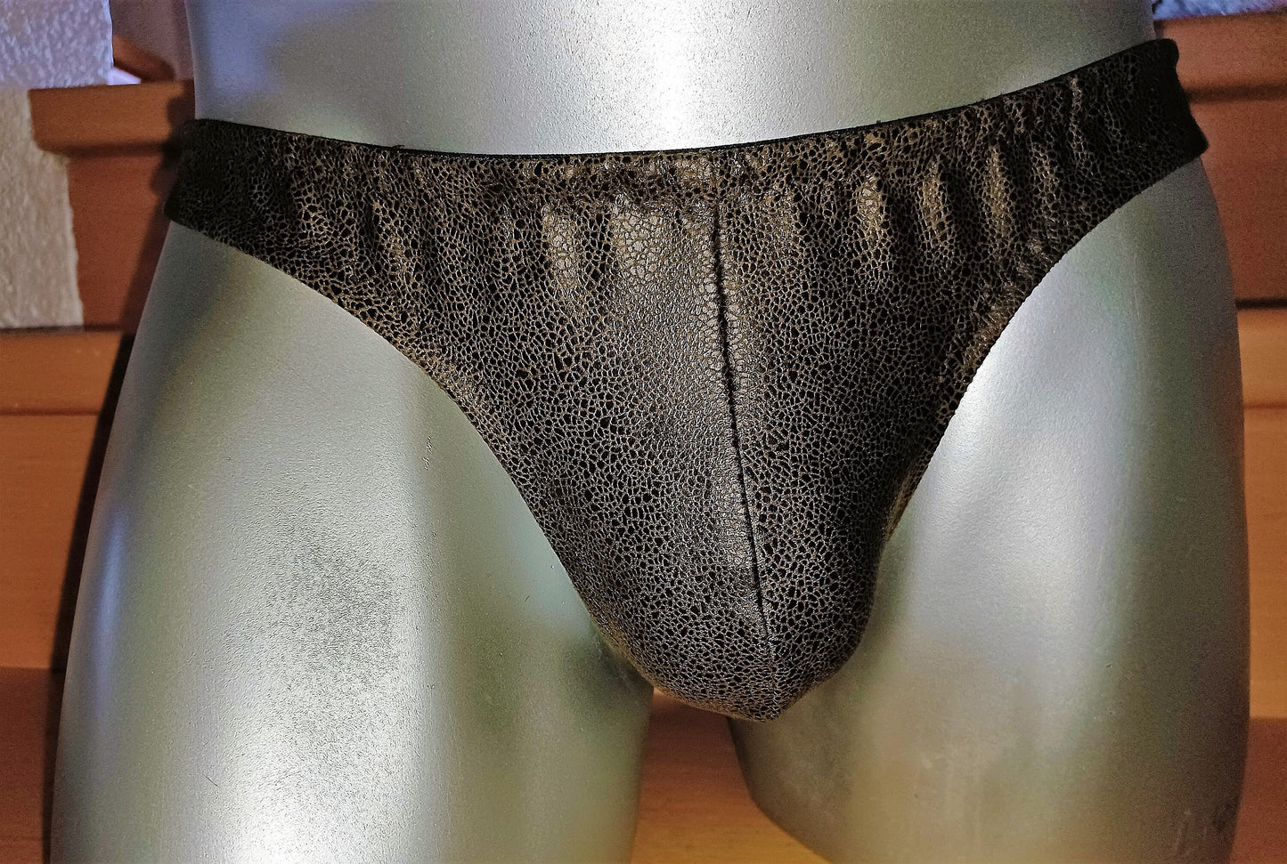 Leder Herren String Dessous Unterwäsche Badehose Suede Waschleder in olivegrün  Gr L Unikat