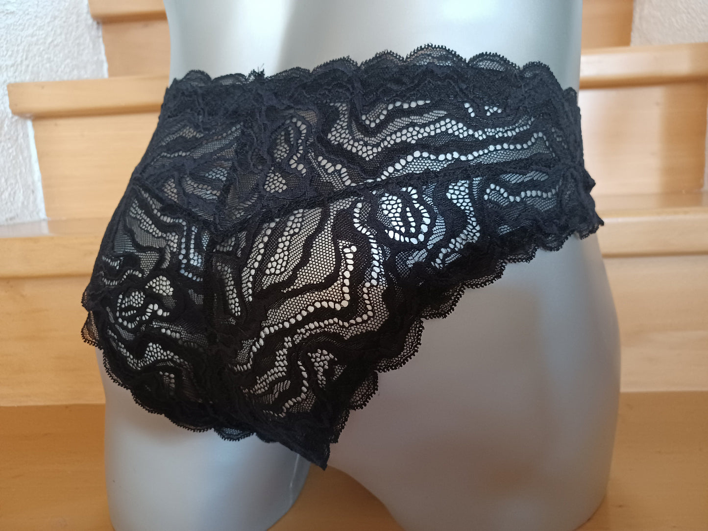 Spitzen Slip transparent Herren Lingerie Schwarz Dessous Hipster Push up Sissy Fetisch Crossdress