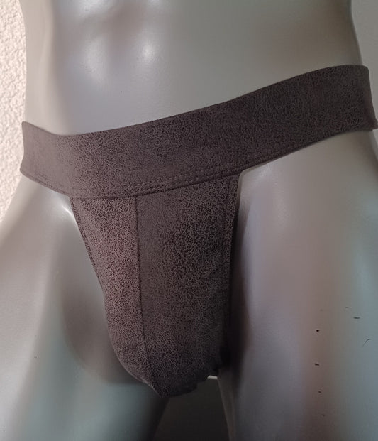 Wasch-Leder Badehose String Suede Herren Dessous Unterwäsche Lingerie elastisches Antikleder grau oder oliv Gr S-XL Unikat