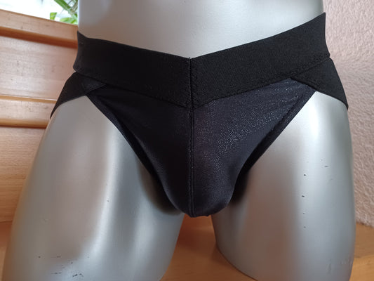 schwarzer Sling-Thong Herren Tanga ouvert Lingerie Dessous Push up Suspensorium aus Badelycra Gr S, M, L