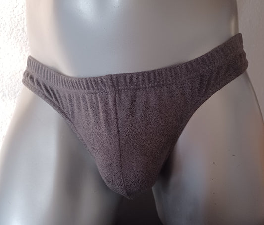 Wasch-Leder Badehose Slip Suede Herren Dessous Unterwäsche Lingerie  Boxershorts elastisches Antikleder grau Gr S-XL Unikat