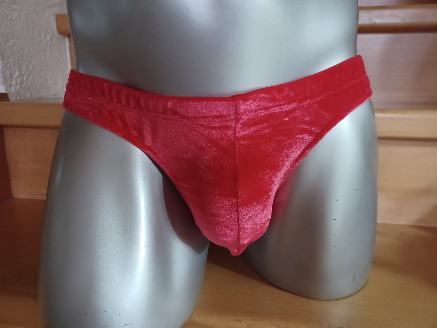 Badehose Herren Slip Ferrari rot Stretch Samt Unikat Gr. M