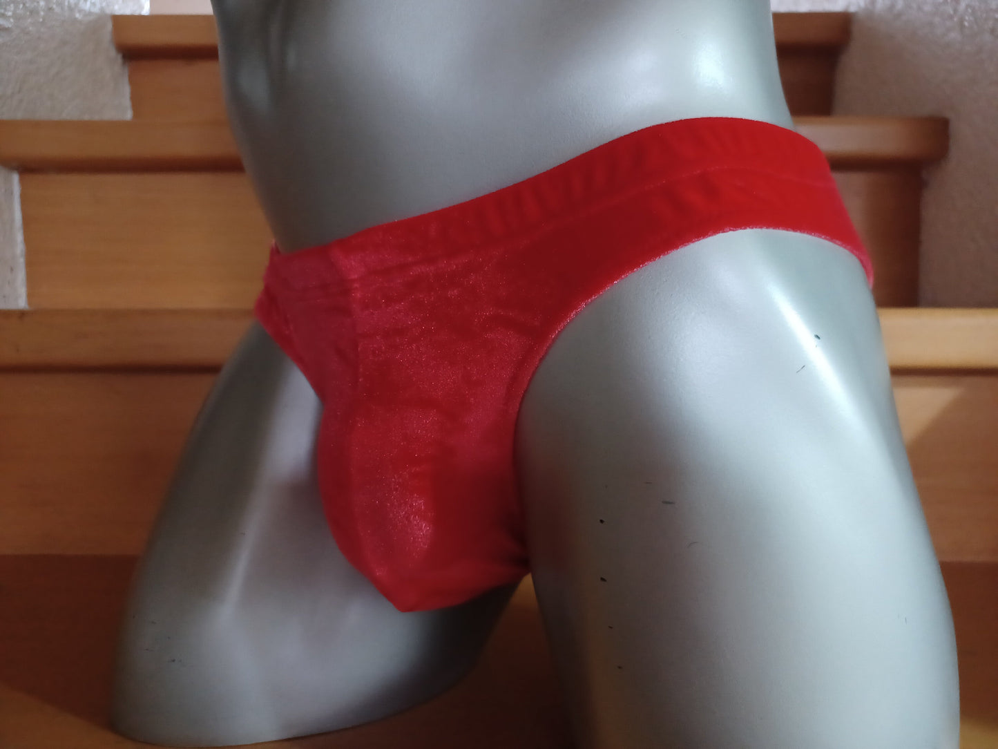 Badehose Herren Slip Ferrari rot Stretch Samt Unikat Gr. M