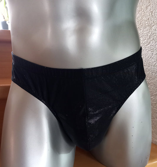 Badehose full Butt  Herren Dessous Unterwäsche Lingerie elastisches schwarz wetlook Gr S-XL Unikat