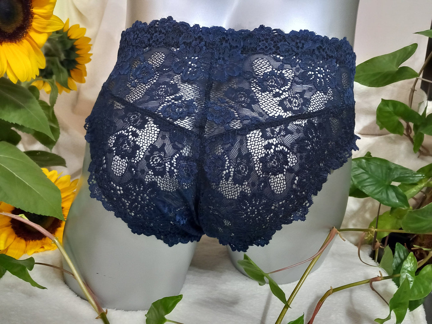 Herren Slip Spitze Hipster Tanga Dessous Lingerie Unterwäsche Sissy elastische nachtblau mit Bogenabschlusskanten