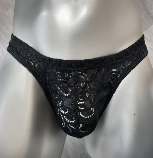 Slip Low Waist full Butt Spitze schwarz Brief Herren sexy Dessous Lingerie Gay Sissy Unikat in XS, S, M, L, XL