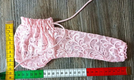 Penissocke rosa Spitzen Willi-Pyjama transparent Gummizug  Sissy-Penissocke Juwelenbeutel Unikat