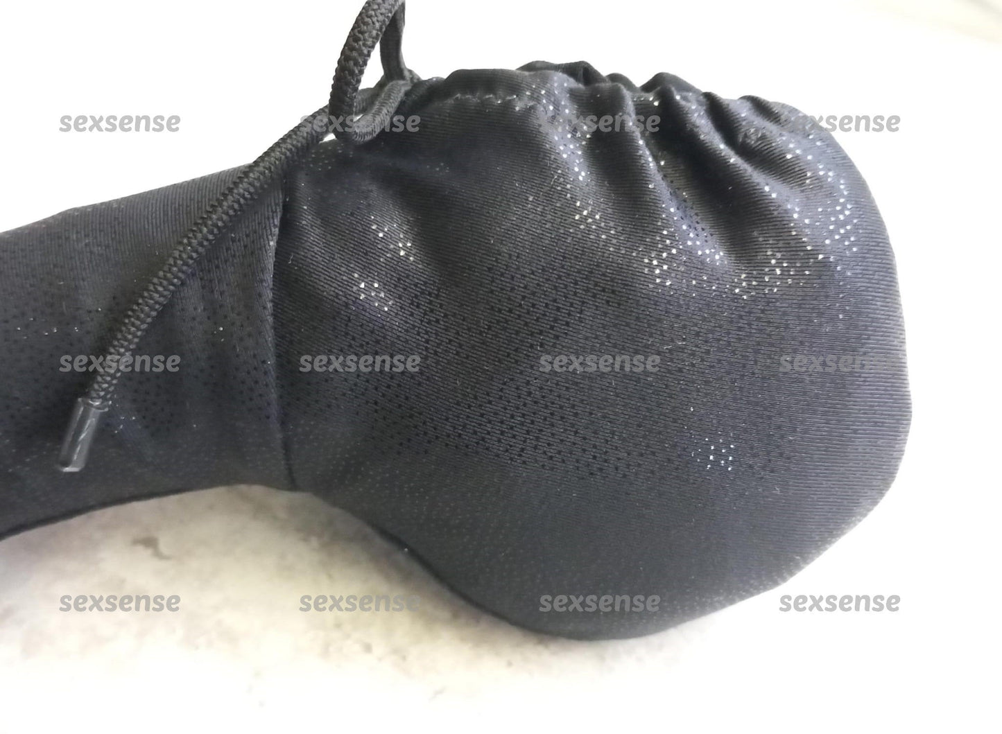 Penissocke Lümmeltüte Juwelensäckchen schwarz wetlook Glockenwärmer Hodensack Beutel elastische Lycra