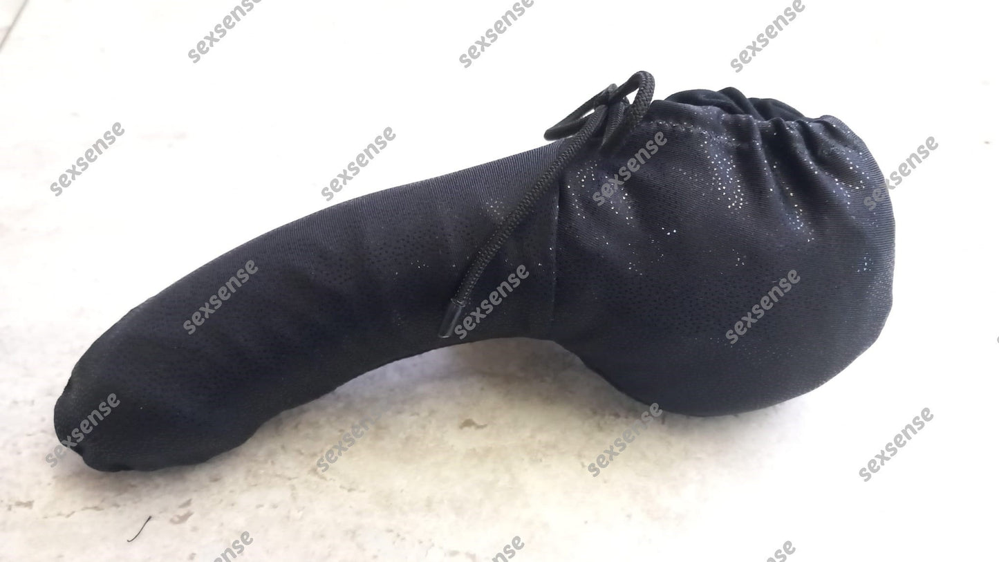 Penissocke Lümmeltüte Juwelensäckchen schwarz wetlook Glockenwärmer Hodensack Beutel elastische Lycra